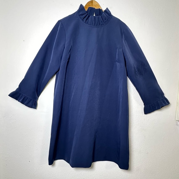 Draper James  Navy Long Sleeve Lindsay Shift Mini Dress - Picture 3 of 16